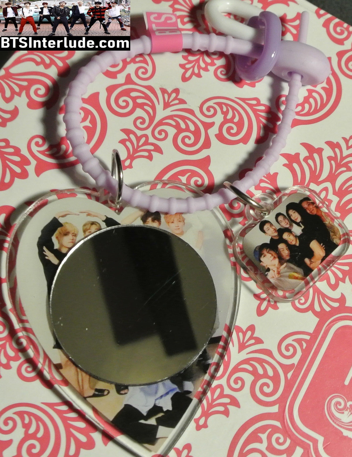 BTS KEYCHAIN ACRYLIC GROUP PURPLE STRETCH 2 PICS HEART MIRROR 방탄소년단 JUNGKOOK V JIMIN RM J-HOPE SUGA JIN KEYRING KEY CHAIN RING LIMITED EDITION