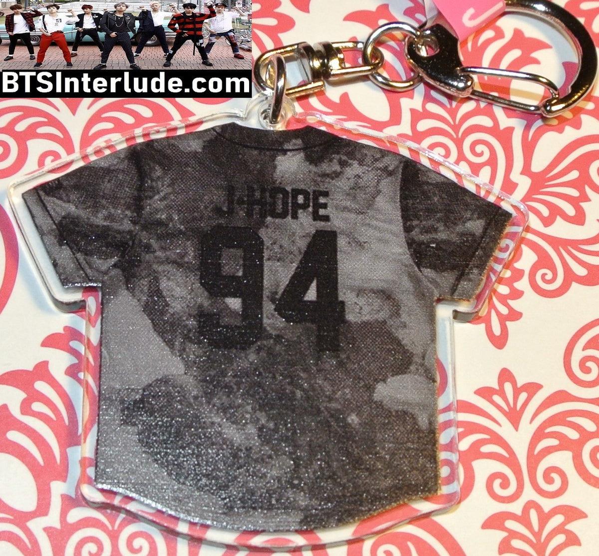 BTS KEYCHAIN ACRYLIC J-HOPE JUNG HOSEOK 정호석 ARIRANG GREY JERSEY 94 CLIP CLASP KEYRING KEY CHAIN RING