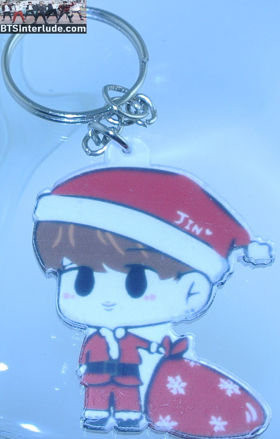BTS KEYCHAIN ACRYLIC JIN KIM SEOKJIN 김석진 SANTA CLAUS ELF CHRISTMAS KEYRING KEY CHAIN RING LIMITED EDITION