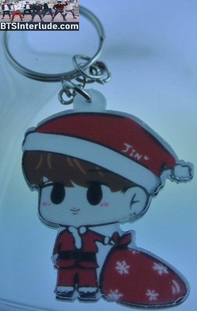 BTS KEYCHAIN ACRYLIC JIN KIM SEOKJIN 김석진 SANTA CLAUS ELF CHRISTMAS KEYRING KEY CHAIN RING LIMITED EDITION