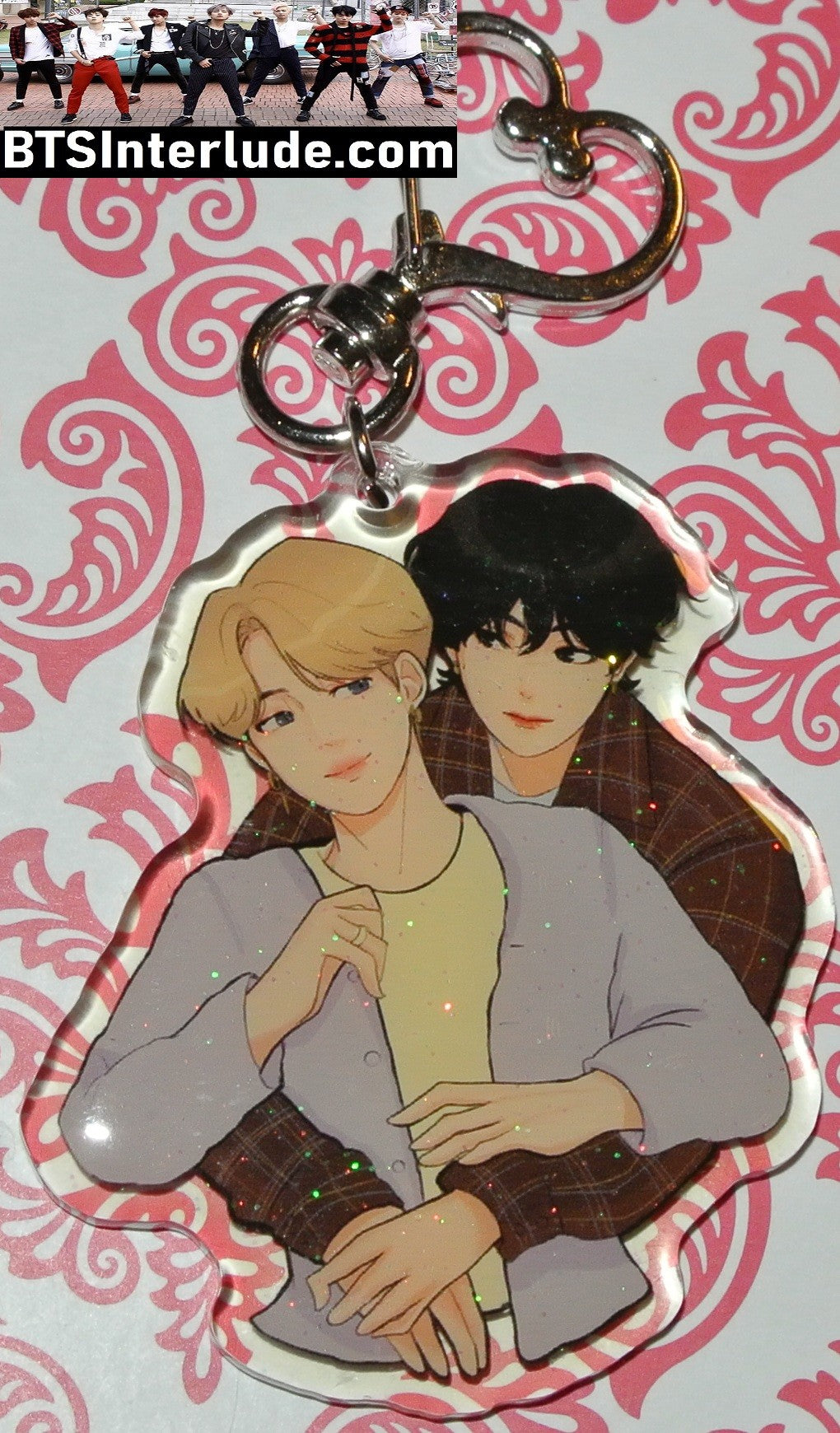 BTS KEYCHAIN ACRYLIC SUB-UNIT PARK JIMIIN 박지민 V KIM TAEHYUNG 김태형 BACK HUG GLITTER KEYRING KEY CHAIN RING