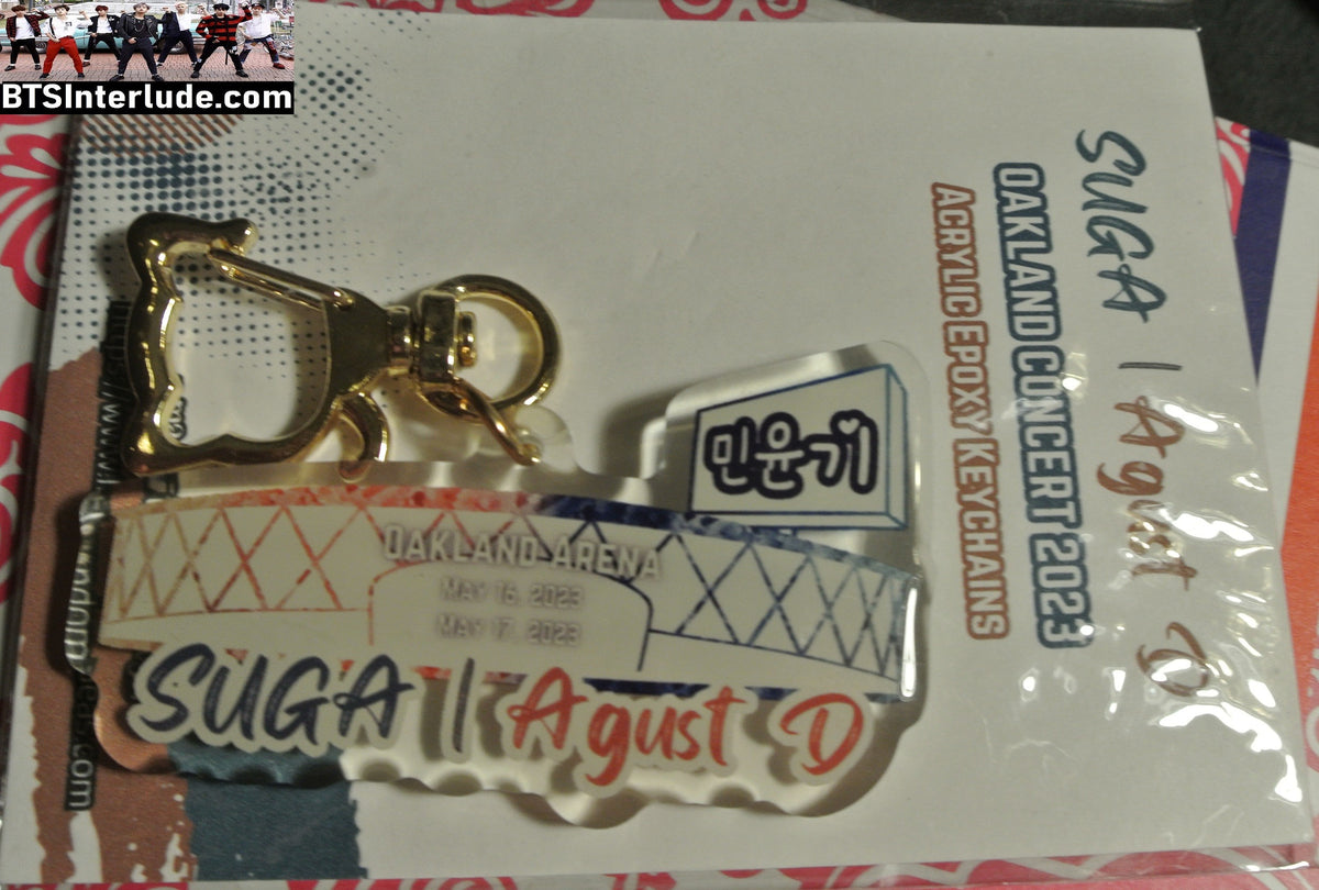 BTS KEYCHAIN ACRYLIC SUGA MIN YOONGI 민윤기 AGUST D TOUR OAKLAND CONCERT DATES KITTY CLASP KEYRING KEY CHAIN RING