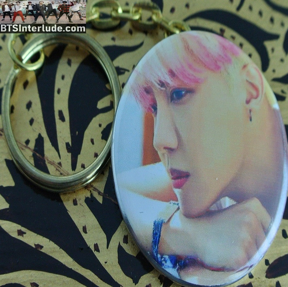 BTS KEYCHAIN BUTTON GOLD J-HOPE JUNG HOSEOK 정호석 BUTTER PINK BLOND HAIR PROFILE KEYRING KEY RING CHAIN