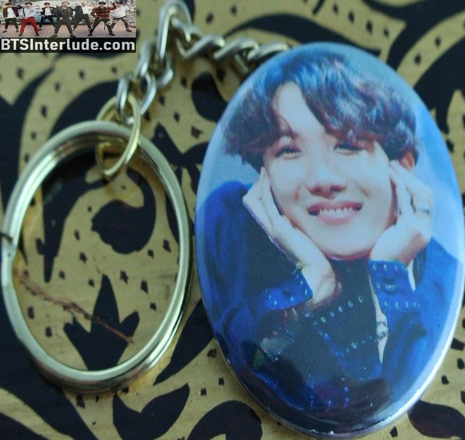 BTS KEYCHAIN BUTTON GOLD J-HOPE JUNG HOSEOK 정호석 SMILE HANDS ON CHEEKS FANSIGN KEYRING KEY RING CHAIN