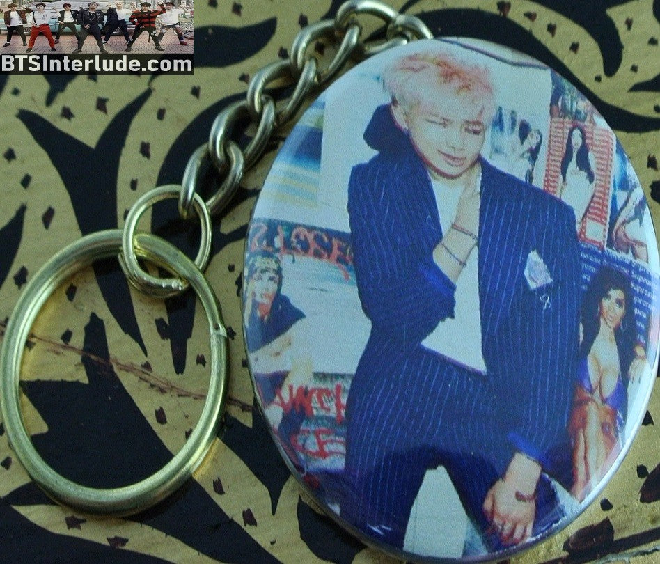 BTS KEYCHAIN BUTTON GOLD RM KIM NAMJOON 김남준 WAR OF HORMONE KEYRING KEY CHAIN RING