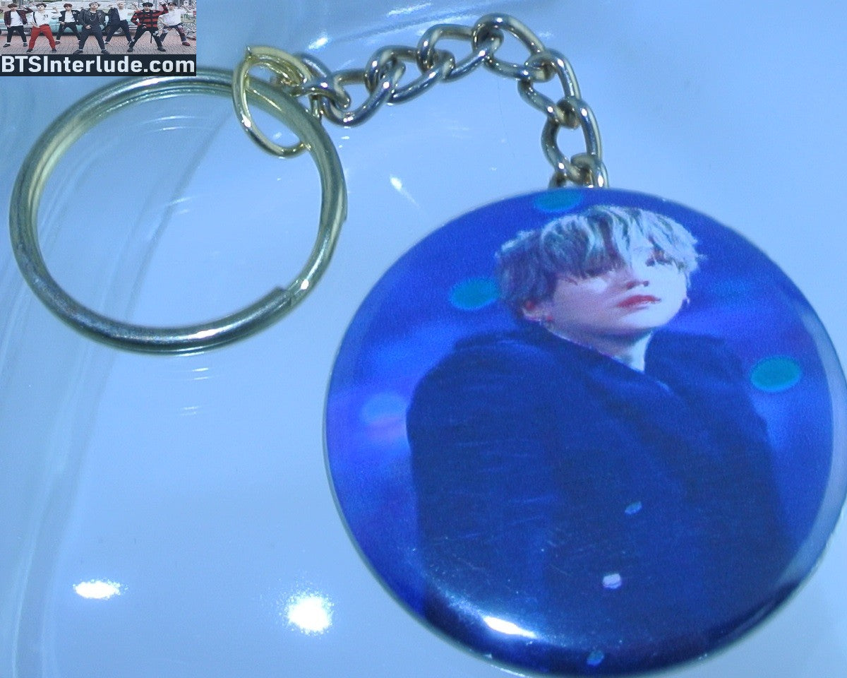 BTS KEYCHAIN BUTTON GOLD SUGA MIN YOONGI 민윤기 BLACK PEACOAT NEW YORK KEYRING KEY CHAIN RING