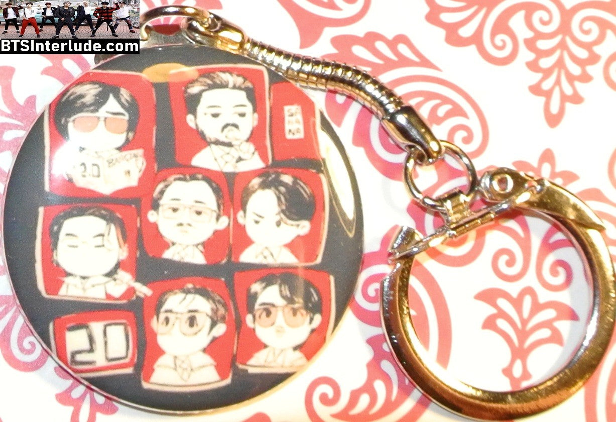 BTS KEYCHAIN BUTTON GROUP ARIRANG 2.0 MUSIC VIDEO CARTOON 방탄소년단 JUNGKOOK V JIMIN RM J-HOPE SUGA JIN KEYRING KEY CHAIN RING