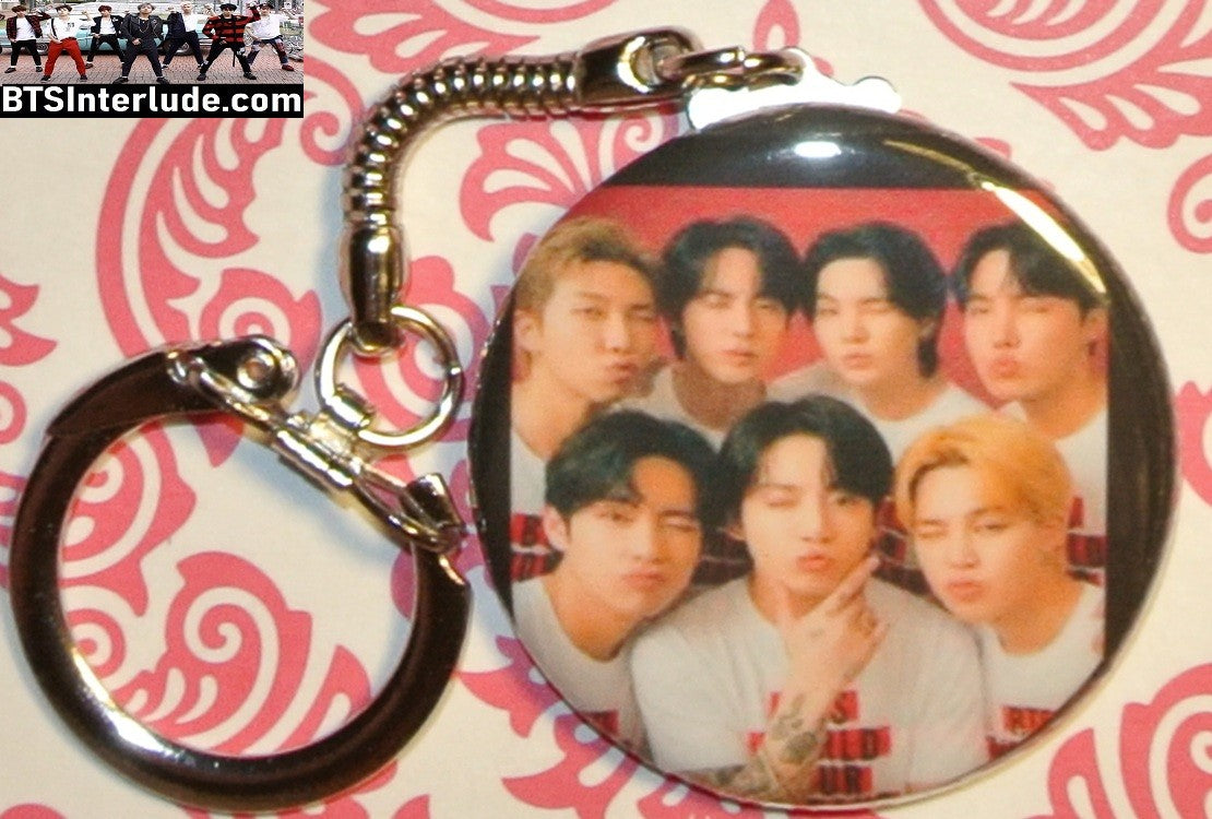 BTS KEYCHAIN BUTTON GROUP ARIRANG WHITE T SHIRTS 방탄소년단 JUNGKOOK V JIMIN RM J-HOPE SUGA JIN KEYRING KEY CHAIN RING