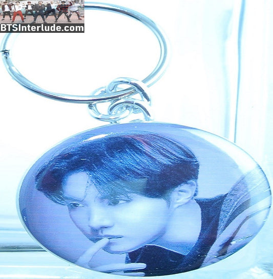 BTS KEYCHAIN BUTTON J-HOPE JUNG HOSEOK 정호석 BLACK WHITE FILA AD PROFILE KEYRING KEY RING CHAIN