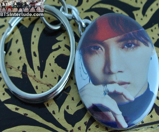 BTS KEYCHAIN BUTTON J-HOPE JUNG HOSEOK 정호석 RED GLASS KEYRING KEY RING CHAIN