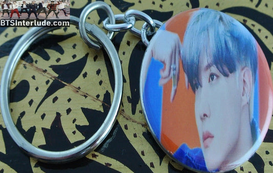 BTS KEYCHAIN BUTTON J-HOPE JUNG HOSEOK 정호석 BUTTER SILVER HAIR PROFILE KEYRING KEY RING CHAIN