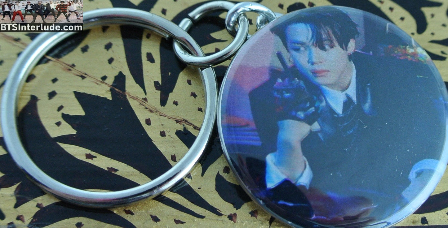 BTS KEYCHAIN BUTTON PARK JIMIN 박지민 2022 SEASONS GREETINGS ALLEY CAT RADIO KEYRING KEY CHAIN RING