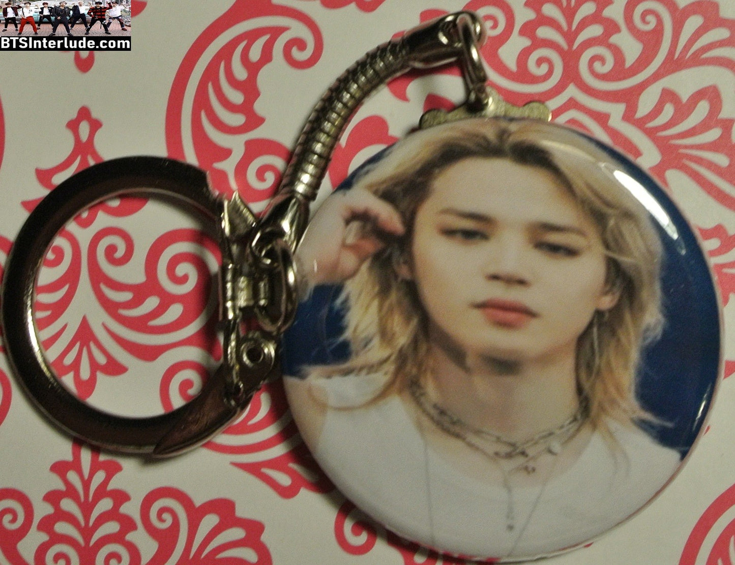 BTS KEYCHAIN BUTTON PARK JIMIN 박지민 ARIRANG WHITE TANK BLOND HAIR KEYRING KEY CHAIN RING