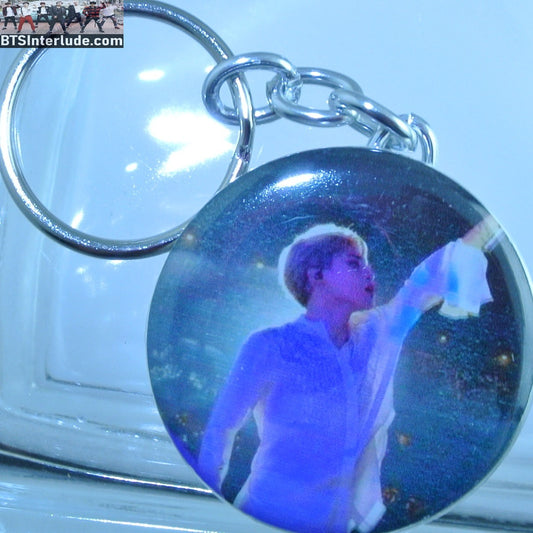 BTS KEYCHAIN BUTTON PARK JIMIN 박지민 WHITE OUTFIT BACKLIT KEYRING KEY CHAIN RING