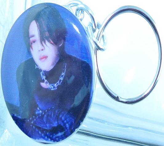BTS KEYCHAIN BUTTON PARK JIMIN 박지민 ID CHAOS BLACK LIGHTBOX KEYRING KEY CHAIN RING