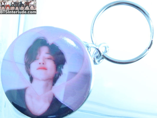 BTS KEYCHAIN BUTTON PARK JIMIN 박지민 V LIVE PINK HEART KEYRING KEY CHAIN RING