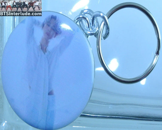 BTS KEYCHAIN BUTTON PARK JIMIN 박지민 WHITE OUTFIT DICON KEYRING KEY CHAIN RING