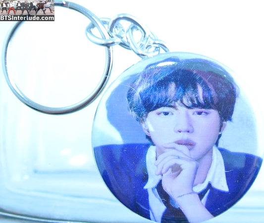 BTS KEYCHAIN BUTTON JIN KIM SEOKJIN 김석진 BLACK JACKET KEYRING KEY RING CHAIN