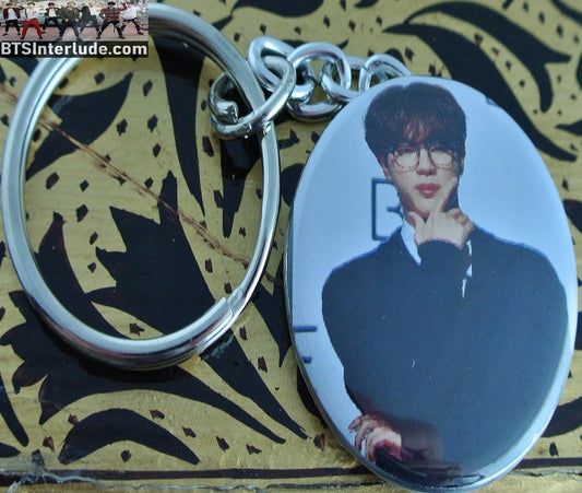 BTS KEYCHAIN BUTTON JIN KIM SEOKJIN 김석진 BLACK JACKET CEO VIBES KEYRING KEY RING CHAIN