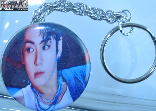 BTS KEYCHAIN BUTTON JEON JUNGKOOK 전정국 GOLDEN BLUE SWEATER KEYRING KEY CHAIN RING