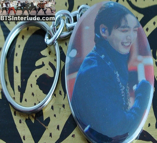 BTS KEYCHAIN BUTTON JEON JUNGKOOK 전정국 INKIGAYO LAUGH KEYRING KEY CHAIN RING