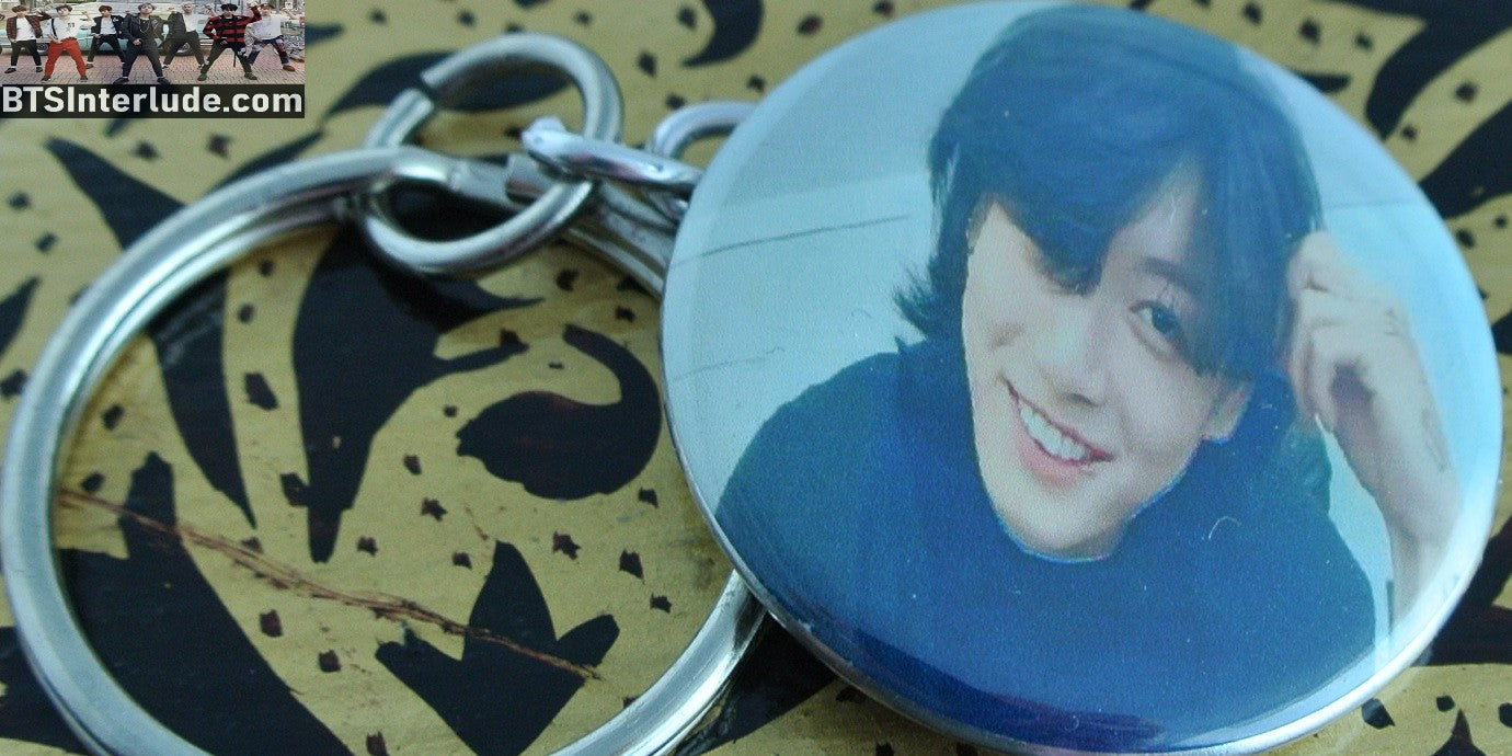 BTS KEYCHAIN BUTTON JEON JUNGKOOK 전정국 V LIVE BOXING LONG HAIR KEYRING KEY CHAIN RING