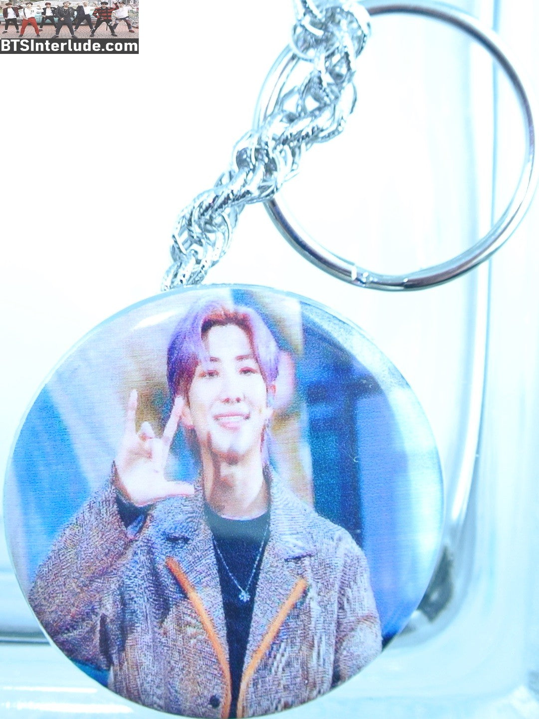 BTS KEYCHAIN BUTTON RM KIM NAMJOON 김남준 ASL I LOVE YOU SIGN KEYRING KEY RING CHAIN
