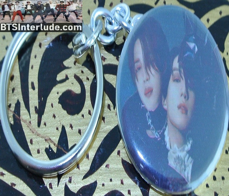 BTS KEYCHAIN BUTTON SUB-UNIT PARK JIMIN JEON JUNGKOOK PHOTOFOLIO FAN EDIT ID CHAOS TIME DIFFERENCE KEYRING KEY CHAIN RING