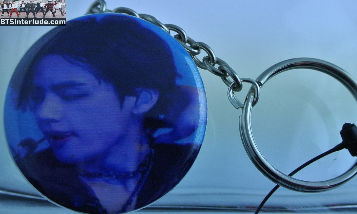 BTS KEYCHAIN BUTTON V KIM TAEHYUNG 김태형 PERMISSION TO DANCE FAKE LOVE KEYRING KEY CHAIN RING