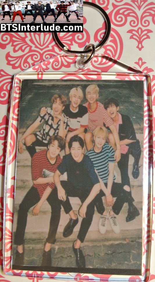 BTS KEYCHAIN ACRYLIC GROUP BANGTAN 방탄소년단 STAIRS STRIPES LARGE SNAP JUNGKOOK V JIMIN RM J-HOPE SUGA JIN KEYRING KEY CHAIN RING LIMITED EDITION