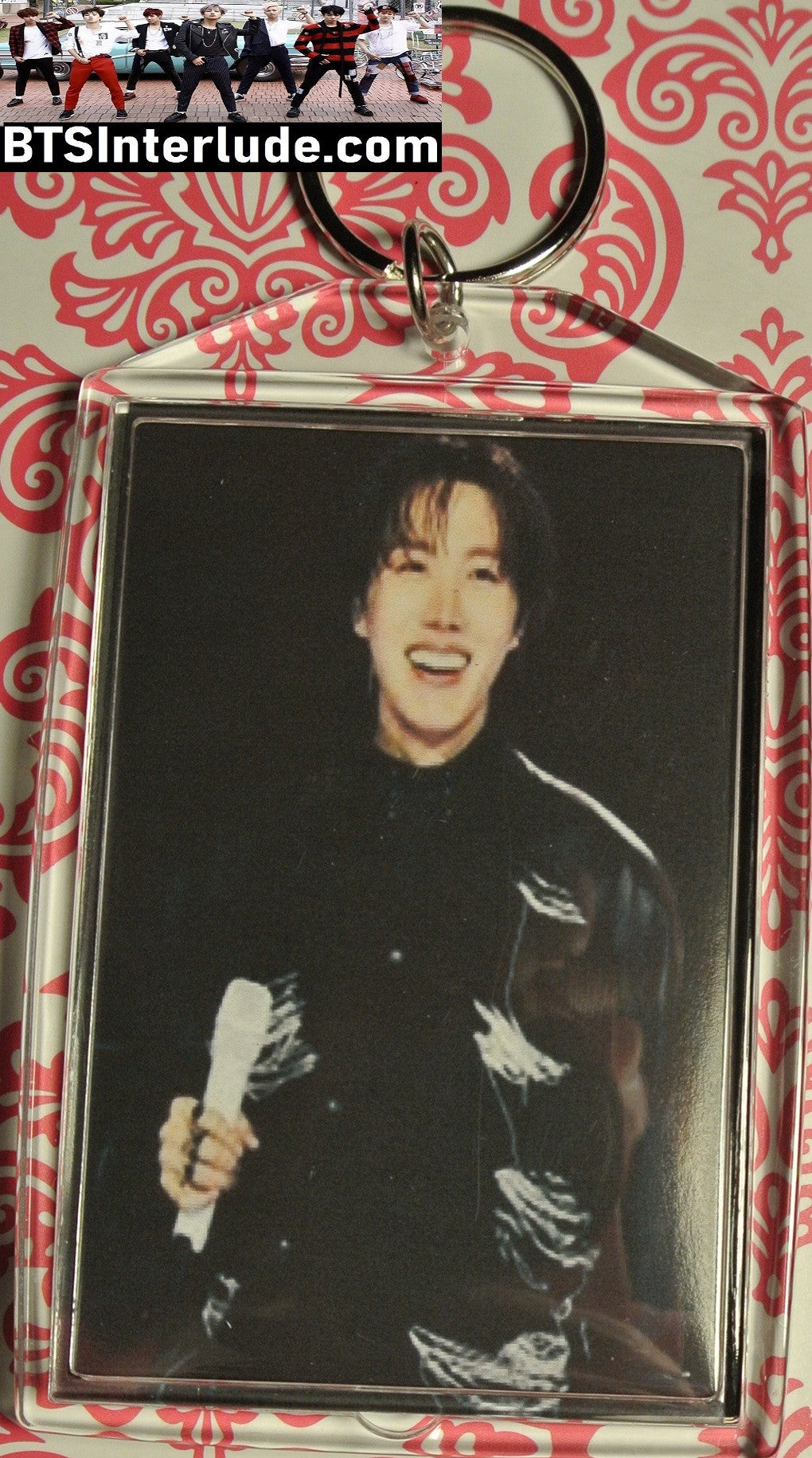 BTS KEYCHAIN ACRYLIC J-HOPE JUNG HOSEOK 정호석 ARIRANG BLACK SMILE PROFILE LARGE SNAP KEYRING KEY CHAIN RING