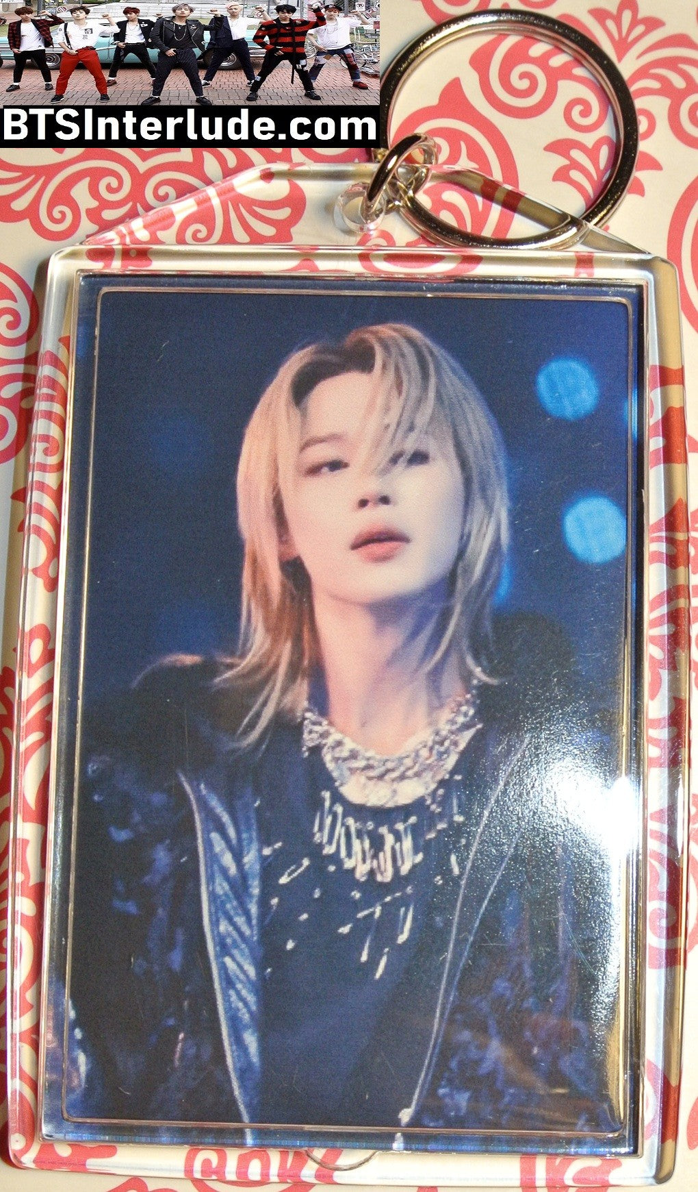 BTS KEYCHAIN PARK JIMIN 박지민 LONG BLOND HAIR WHITE SHIRT PROFILE ARIRANG BLOND PRINCE LARGE SNAP KEYRING KEY CHAIN RING