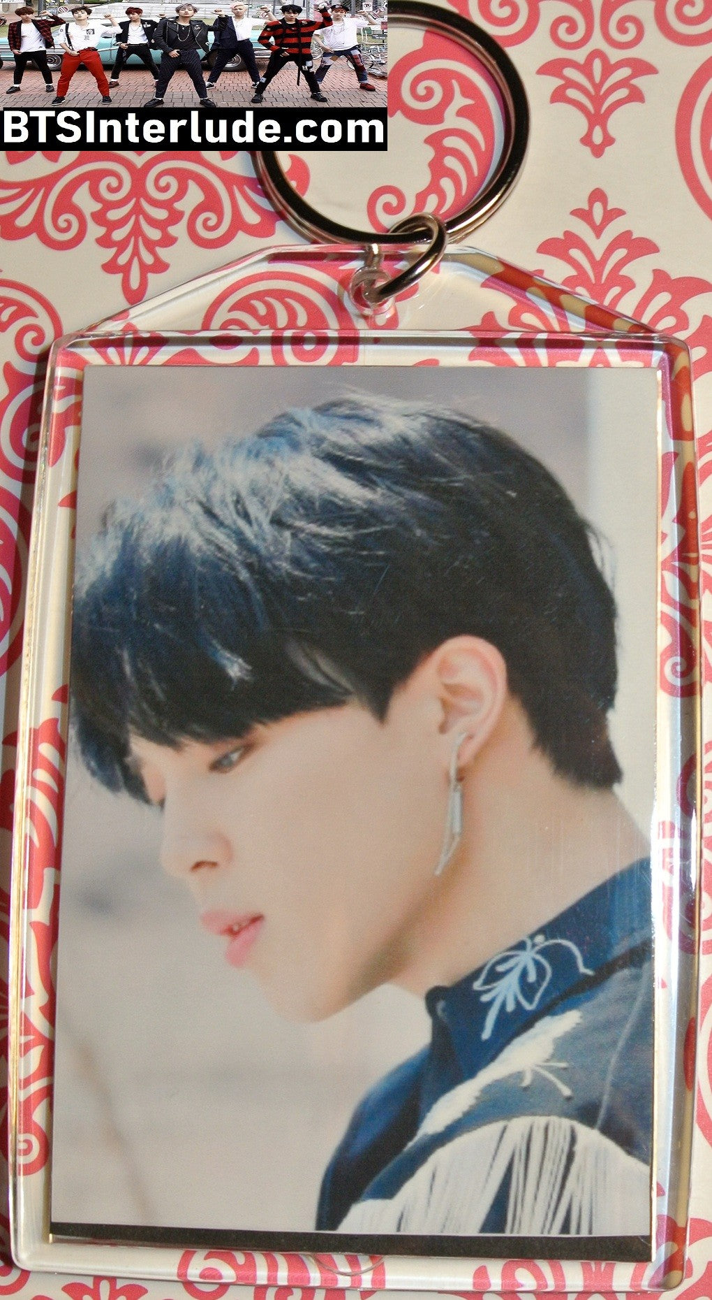BTS KEYCHAIN PARK JIMIN 박지민 PTD PERMISSION TO DANCE MUSIC VIDEO HAND OVER EAR PROFILE LARGE SNAP KEYRING KEY CHAIN RING