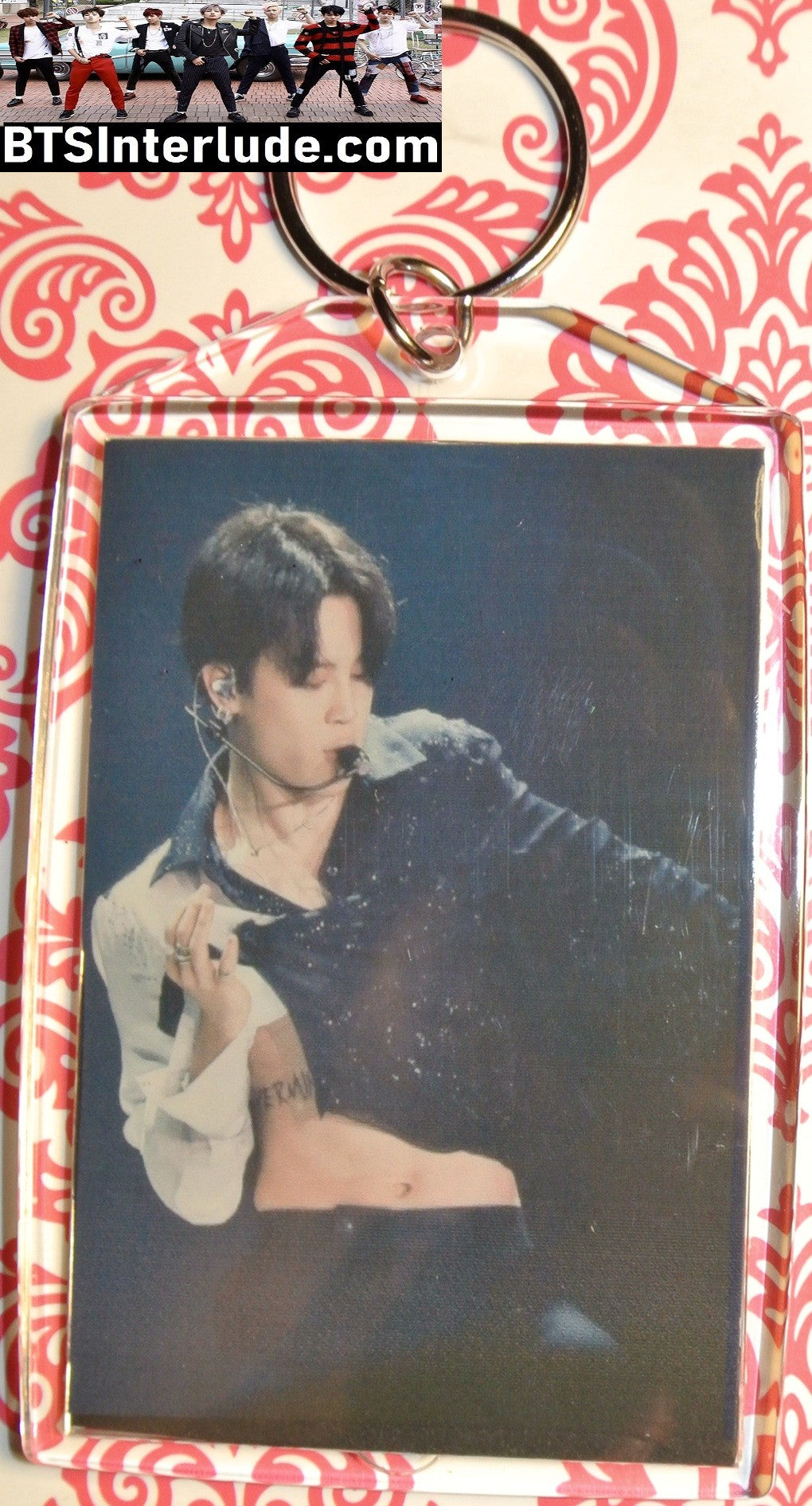 BTS KEYCHAIN PARK JIMIN 박지민 PTD PERMISSION TO DANCE LA WHITE SERENDIPITY PERFORMANCE SHIRT UP TATTOO LARGE SNAP KEYRING KEY CHAIN RING