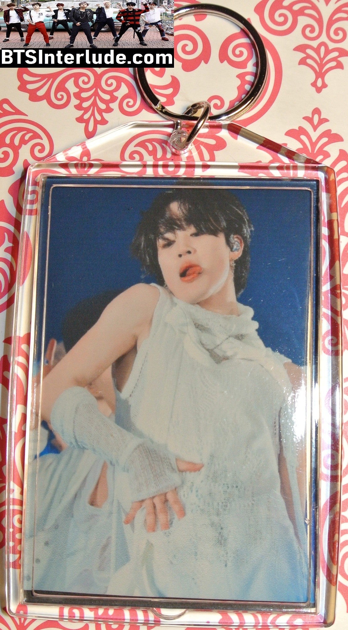 BTS KEYCHAIN PARK JIMIN 박지민 PTD PERMISSION TO DANCE LA WHITE SERENDIPITY PERFORMANCE SHIRT UP TATTOO LARGE SNAP KEYRING KEY CHAIN RING