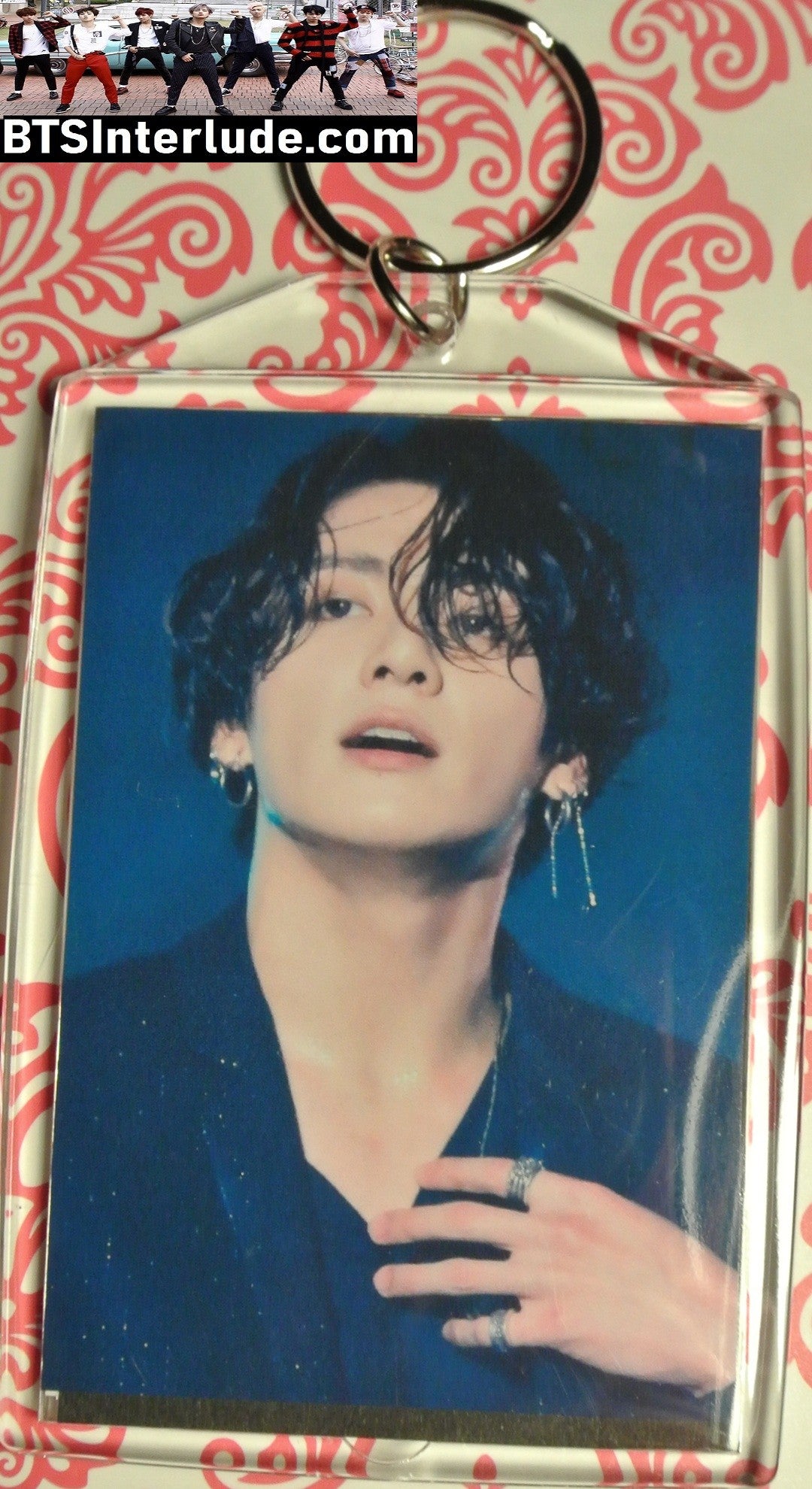 BTS KEYCHAIN ACRYLIC JEON JUNGKOOK 전정국 2019 LOTTE CONCERT OPEN MOUTH BLUE PINK LARGE SNAP KEYRING KEY CHAIN RING