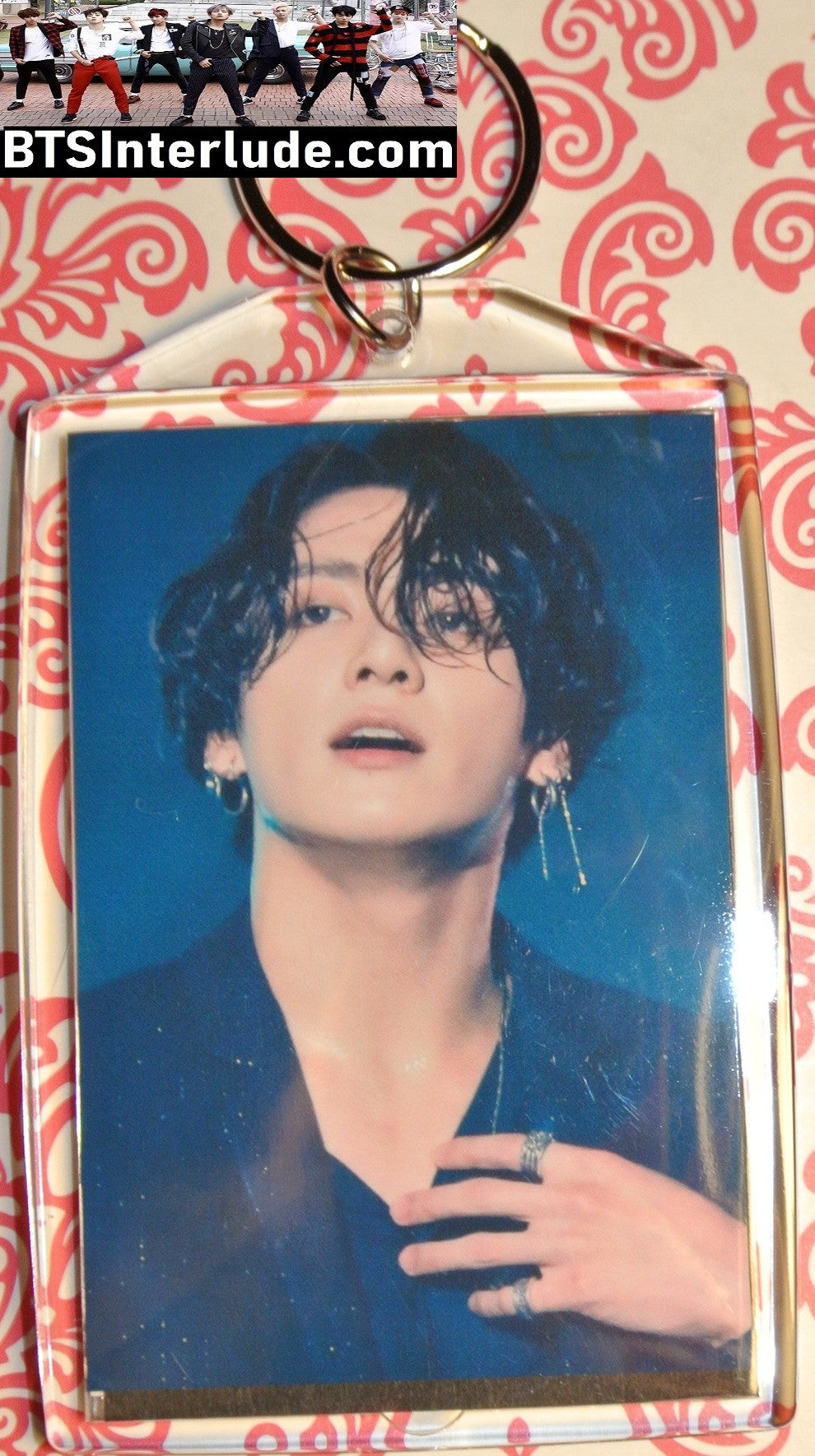 BTS KEYCHAIN ACRYLIC JEON JUNGKOOK 전정국 2019 LOTTE CONCERT OPEN MOUTH BLUE PINK LARGE SNAP KEYRING KEY CHAIN RING