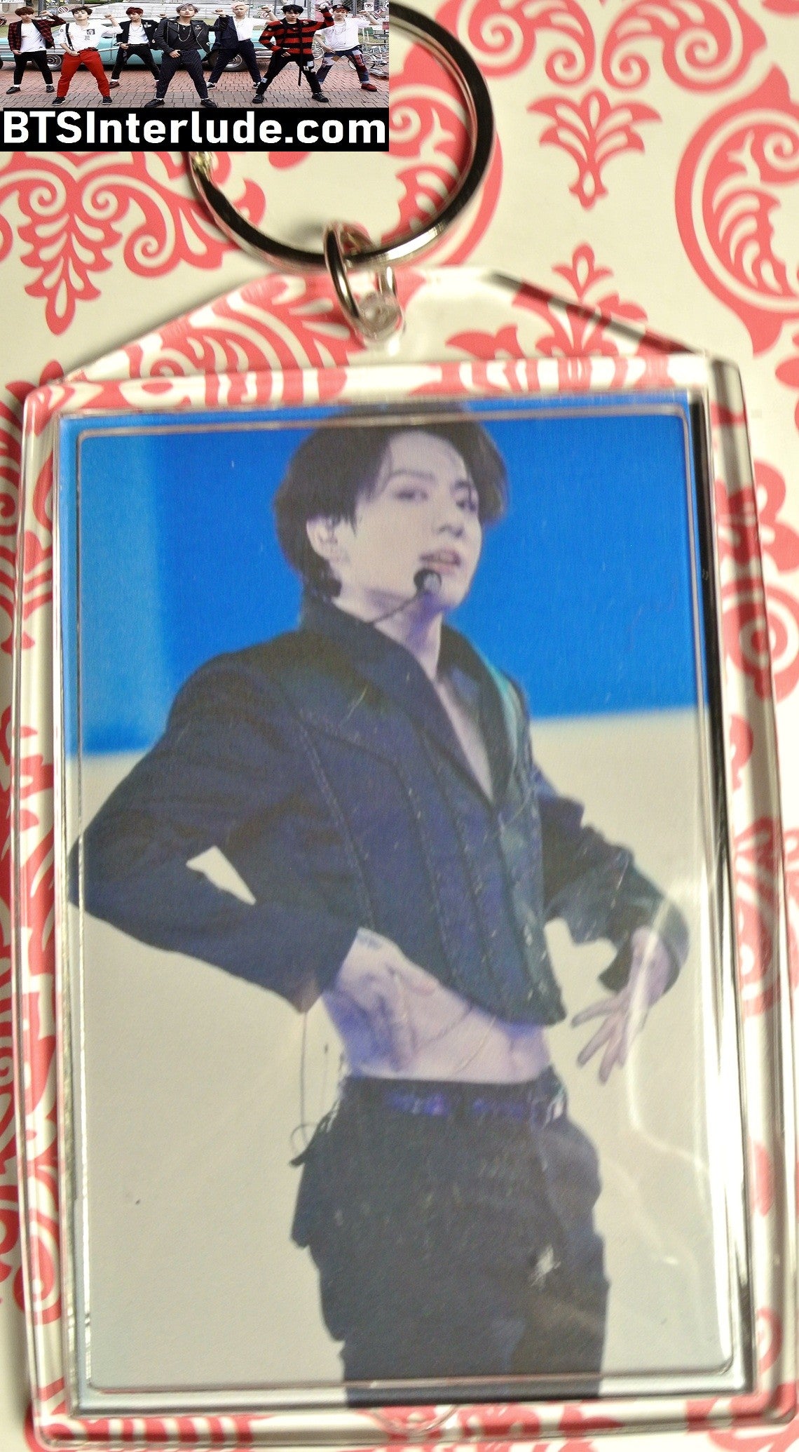 BTS KEYCHAIN ACRYLIC JEON JUNGKOOK 전정국 PTD PERMISSION TO DANCE CONCERT BLACK JACKET TUMMY LARGE SNAP KEYRING KEY CHAIN RING
