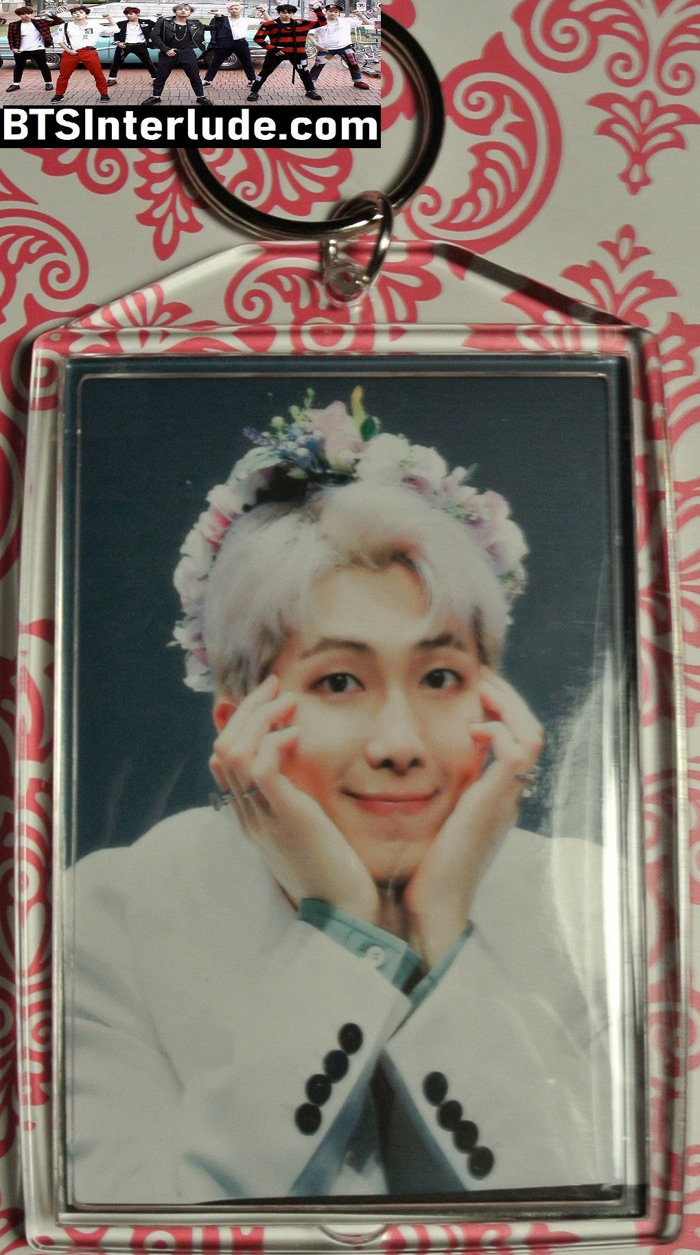 BTS KEYCHAIN ACRYLIC RM KIM NAMJOON 김남준 THOUGHTFUL FLOWER TIARA KEYRING KEY CHAIN RING