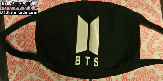 BTS MASK BTS DOORS IN WHITE ON BLACK FABRIC JUNGKOOK V JIMIN RM J-HOPE SUGA JIN REUSEABLE FABRIC WASHABLE