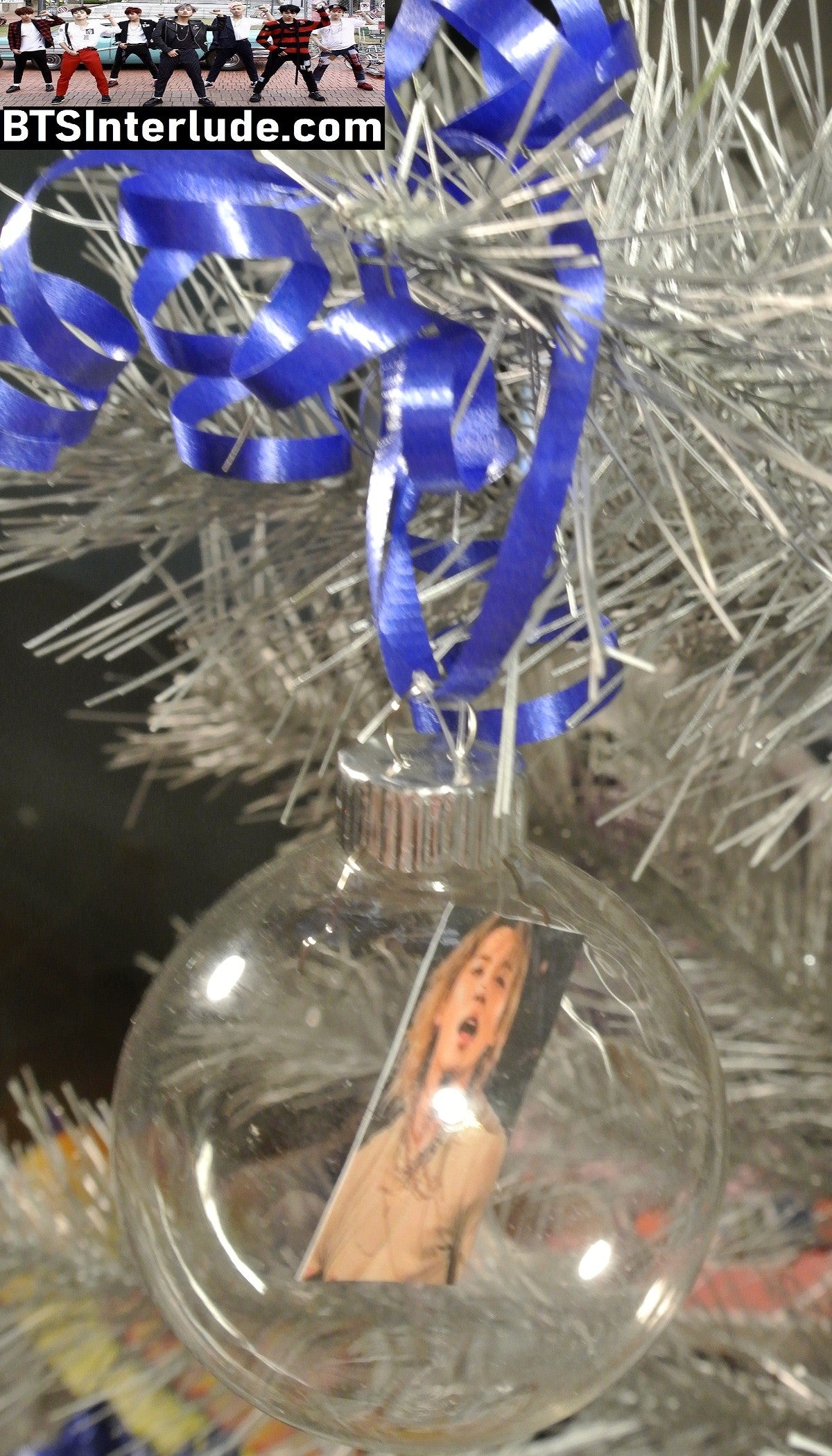 BTS CHRISTMAS ORNAMENT GLASS 2.5 INCH PARK JIMIN 박지민 ARIRANG TAN SHIRT BLOND PRINCE LIMITED EDITION