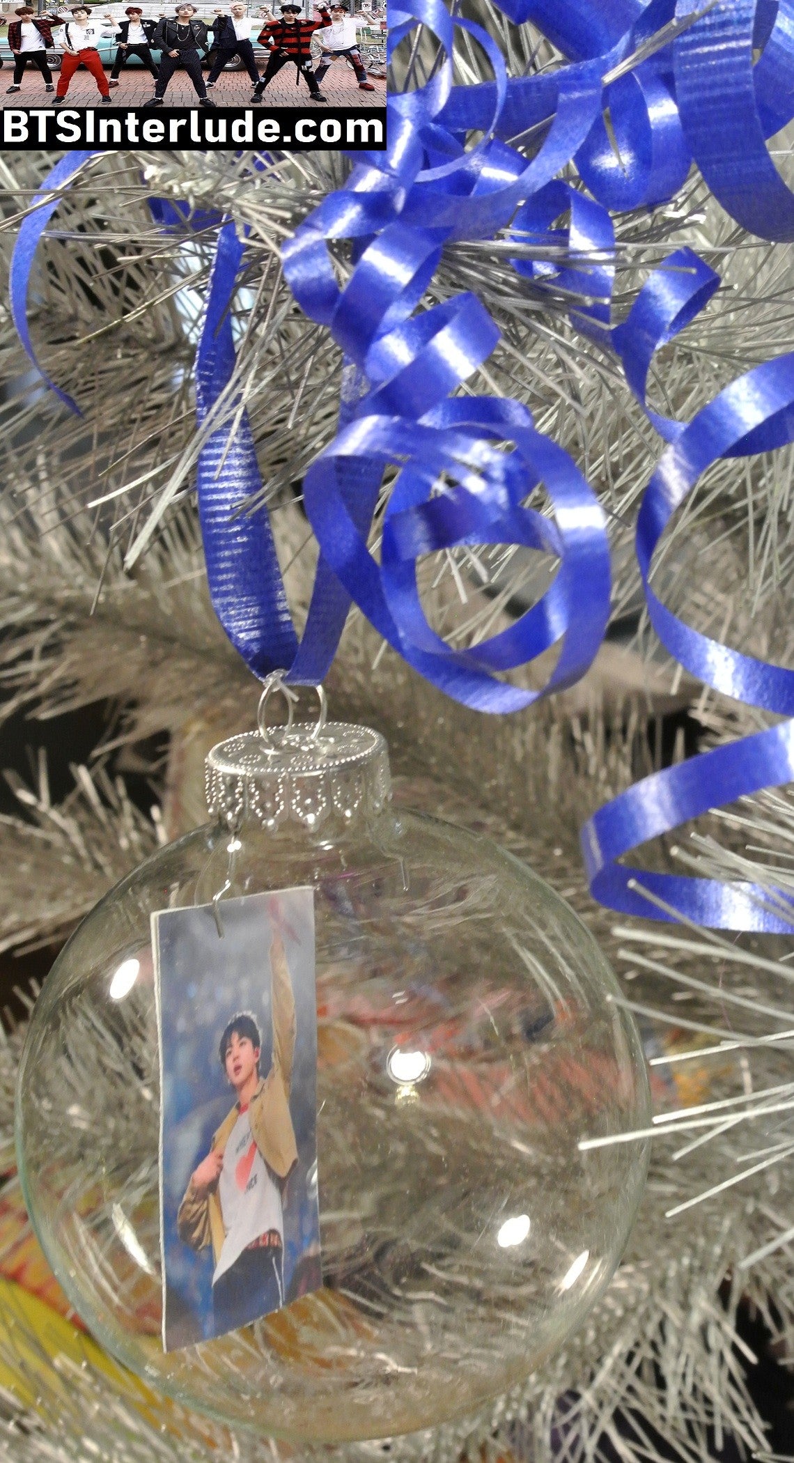 BTS CHRISTMAS ORNAMENT GLASS 3 INCH JIN KIM SEOKJIN 김석진 ARIRANG ENDING TAN JACKET LIMITED EDITION