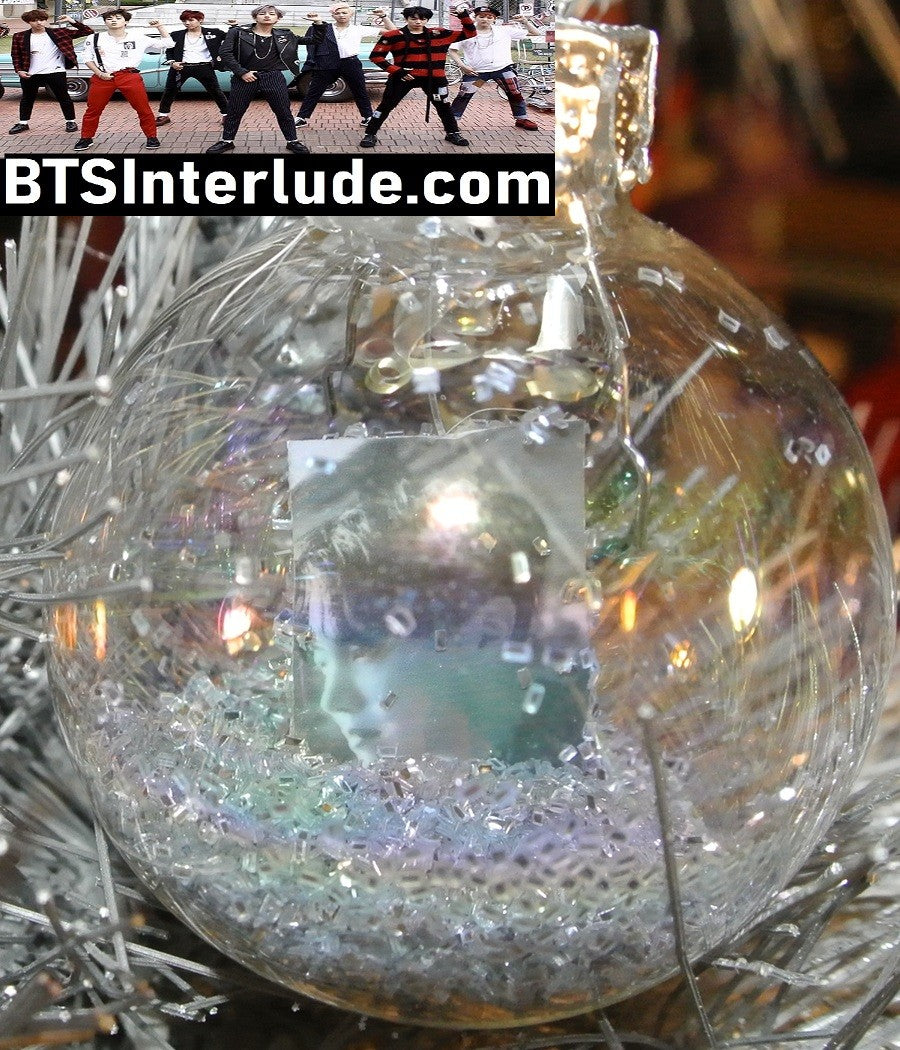 BTS CHRISTMAS ORNAMENT GLASS 1.75 INCH J-HOPE JUNG HOSEOK 정호석 SILVER GLITTER LIFE GOES ON PROFIE FILA PROFILE LIMITED EDITION