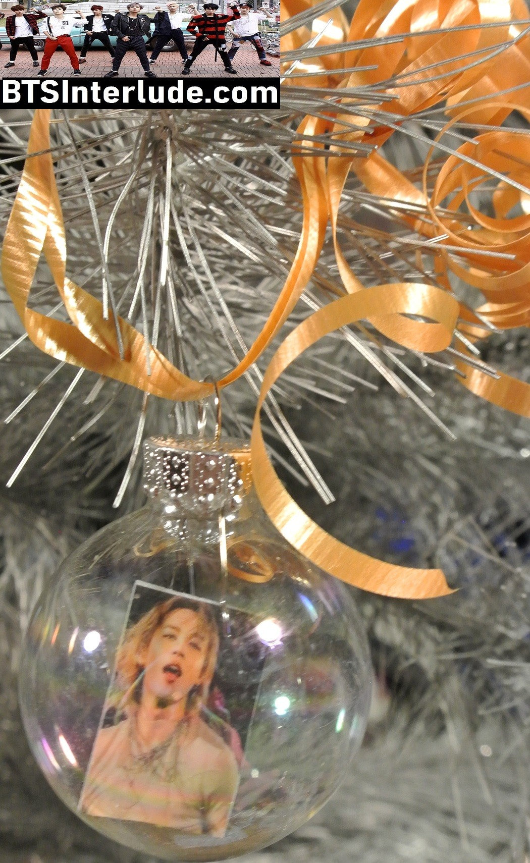 BTS CHRISTMAS ORNAMENT GLASS 1.75 INCH PARK JIMIN 박지민 ARIRANG TAN SHIRT BLOND PRINCE LIMITED EDITION