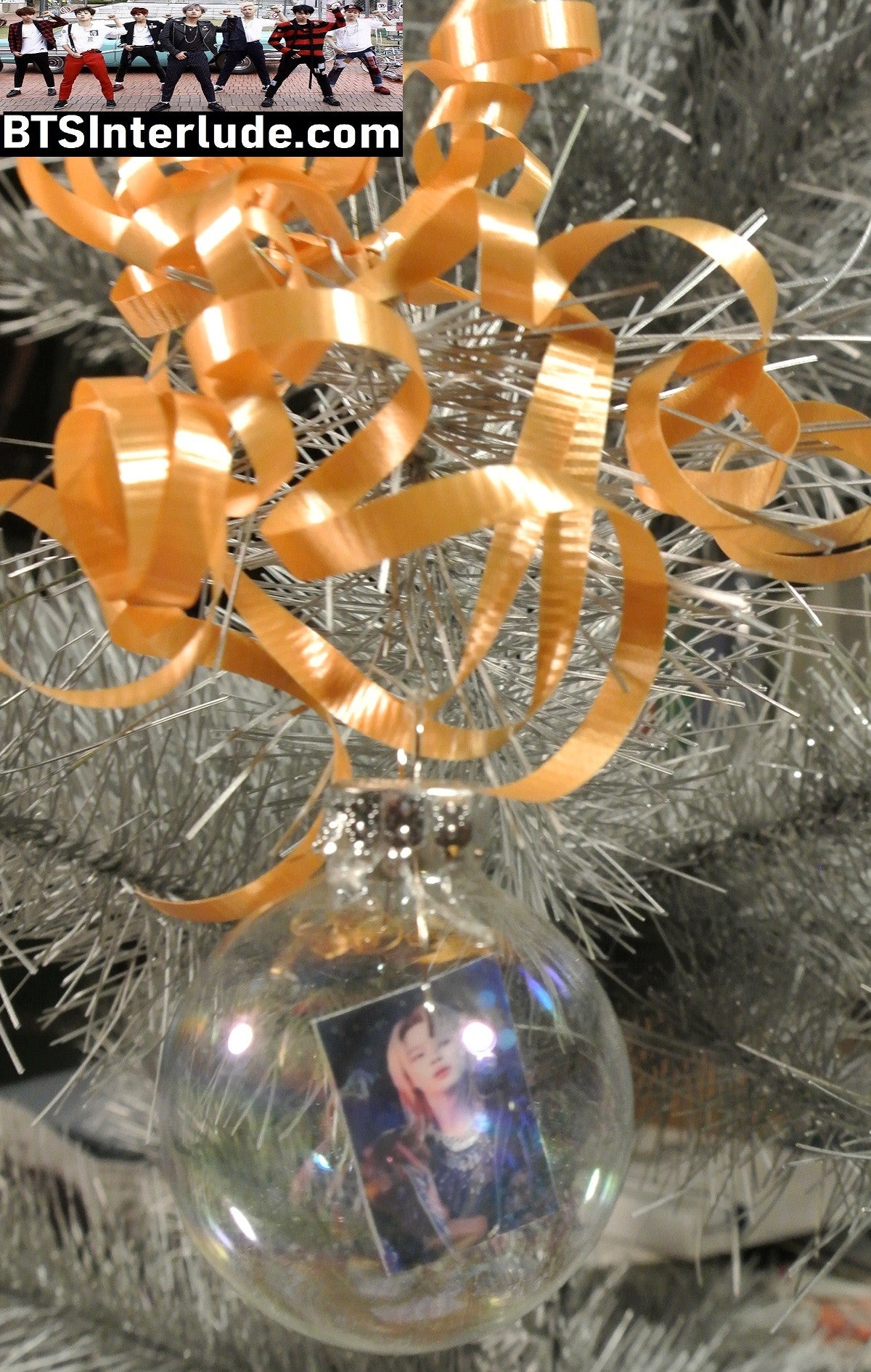 BTS CHRISTMAS ORNAMENT GLASS 1.75 INCH PARK JIMIN 박지민 ARIRANG TAN SHIRT BLOND PRINCE LIMITED EDITION