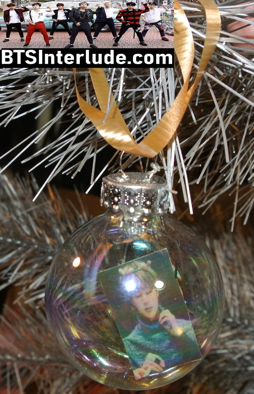 BTS CHRISTMAS ORNAMENT GLASS 1.75 INCH JIN KIM SEOKJIN 김석진 TANGO RUNNING WILD FLOWER TIARA LIMITED EDITION