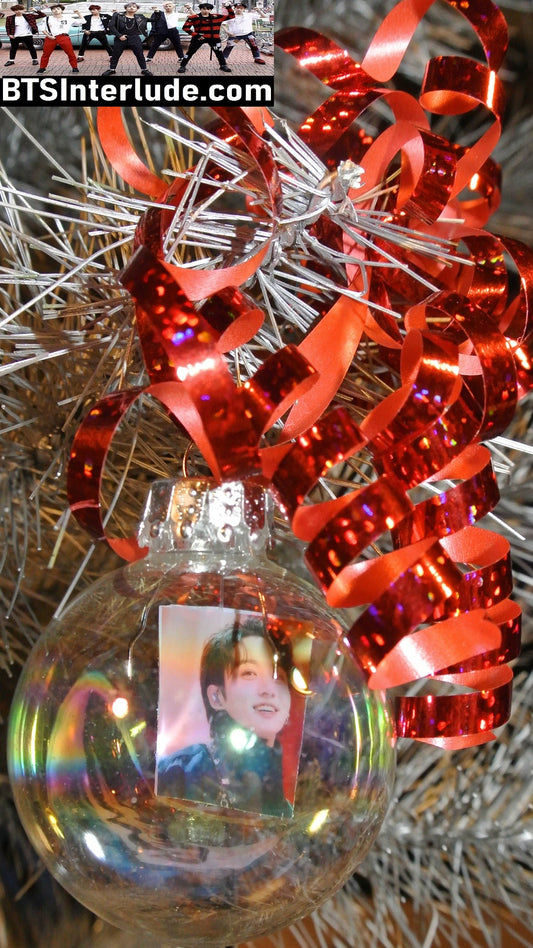 BTS CHRISTMAS ORNAMENT GLASS 1.75 INCH JEON JUNGKOOK 전정국 PTD PERMISSION TO DANCE RED JACKET INKIGAYO LIMITED EDITION
