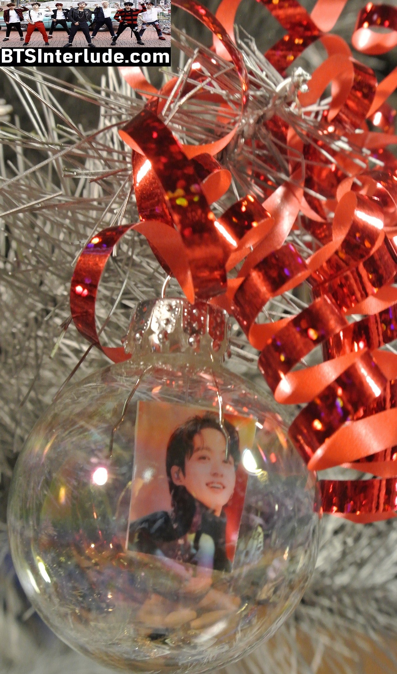 BTS CHRISTMAS ORNAMENT GLASS 1.75 INCH JEON JUNGKOOK 전정국 PTD PERMISSION TO DANCE RED JACKET INKIGAYO LIMITED EDITION