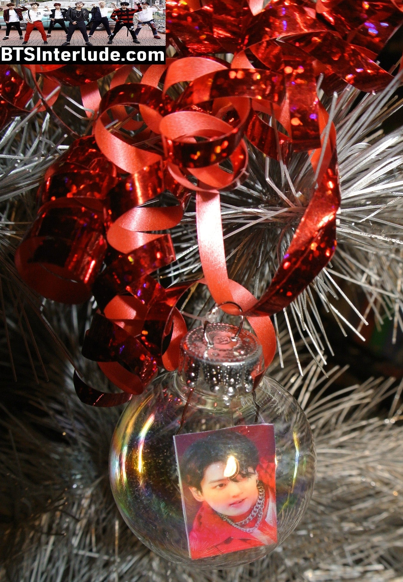 BTS CHRISTMAS ORNAMENT GLASS 1.75 INCH JEON JUNGKOOK 전정국 PTD PERMISSION TO DANCE RED JACKET INKIGAYO LIMITED EDITION