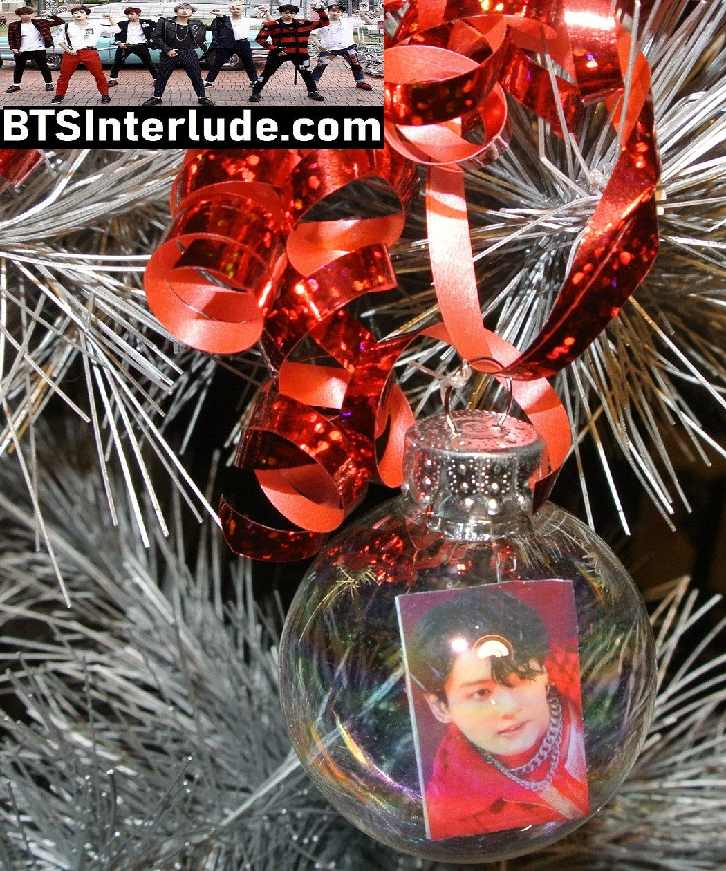 BTS CHRISTMAS ORNAMENT GLASS 1.75 INCH JEON JUNGKOOK 전정국 PTD PERMISSION TO DANCE RED JACKET INKIGAYO LIMITED EDITION